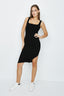 Black Square Neck Rib Bodycon Dress - Select Fashion