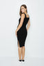 Black Square Neck Rib Bodycon Dress - Select Fashion