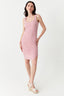 Pink Square Neck Rib Bodycon Dress - Select Fashion