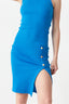 Blue Gold Button Side Bodycon Dress - Select Fashion