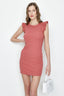 Dark Coral Frill Rib Bodycon Dress - Select Fashion