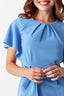 Light Blue Angel Sleeve Belted Woven Dress - Select Fashion