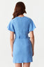 Light Blue Angel Sleeve Belted Woven Dress - Select Fashion