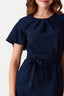 Navy Angel Sleeve Belted Woven Dress - Select Fashion