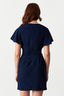 Navy Angel Sleeve Belted Woven Dress - Select Fashion