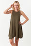 Khaki Sleeveless Hankerchief Bodycon Dress - Select Fashion