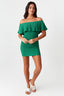 Ivy Green Textured Bardot Frill Dress - Select Fashion