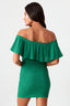 Ivy Green Textured Bardot Frill Dress - Select Fashion