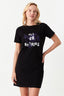 Black Diamente Slogan T-Shirt Dress - Select Fashion