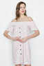 Ivory Cold Shoulder Printed Tea Dress - Select Fashion