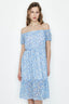Multi Ditsy Chiffon Bardot Tea Dress - Select Fashion