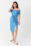 Blue Ditsy Tie Belted Tea Dress - Select Fashion