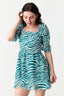 Green Zebra Chiffon Rara Dress - Select Fashion