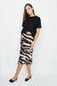 Multi Zebra Satin Bias Cut Midi Skirt - Select Fashion