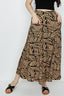 Brown Leaf Pocket Detail Midi Skirt - Select Fashion