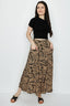 Brown Leaf Pocket Detail Midi Skirt - Select Fashion