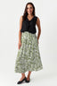 Green Leaf Pocket Detail Midi Skirt - Select Fashion