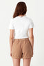 Camel Paperbag Crepe Belted Shorts - Select Fashion