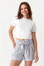 Grey Paperbag Crepe Belted Shorts - Select Fashion