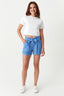 Light Blue Paperbag Crepe Belted Shorts - Select Fashion