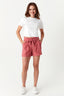 Rose Pink Paperbag Crepe Belted Shorts - Select Fashion