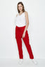 Red Belted Crepe Tailored Trouser - Select Fashion