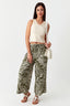 Khaki Printed Wide Leg Cropped Trousers - Select Fashion