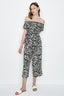 Multi Animal Bardot Shirred Jumpsuit - Select Fashion