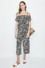 Multi Animal Bardot Shirred Jumpsuit - Select Fashion