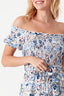 Blue Floral Bardot Shirred Jumpsuit - Select Fashion