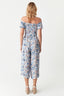 Blue Floral Bardot Shirred Jumpsuit - Select Fashion