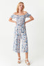 Blue Floral Bardot Shirred Jumpsuit - Select Fashion