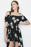Mono Floral Bardot Dip Hem Playsuit - Select Fashion