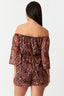 Brown Animal Chiffon Bardot Playsuıit - Select Fashion