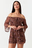 Brown Animal Chiffon Bardot Playsuıit - Select Fashion