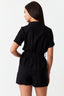 Black Utility Linen Look Playsuit - Select Fashion