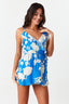 Blue Floral Frill Wrap Playsuit - Select Fashion
