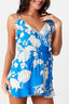 Blue Floral Frill Wrap Playsuit - Select Fashion