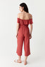 Dark Coral Crepe Bardot Belted Jumpsuit - Select Fashion