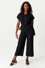 Black Linen Utility Belted Jumpsuit - Select Fashion