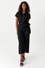 Black Linen Utility Belted Jumpsuit - Select Fashion