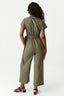 Khaki Linen Utility Belted Jumpsuit - Select Fashion