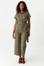 Khaki Linen Utility Belted Jumpsuit - Select Fashion