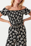 Mono Floral Bardot Shirred Jumpsuit - Select Fashion