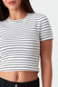 Optic White Stripe Fitted Crop Tee - Select Fashion