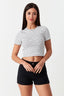 Optic White Stripe Fitted Crop Tee - Select Fashion