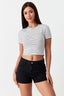 Optic White Stripe Fitted Crop Tee - Select Fashion