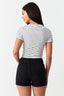 Optic White Stripe Fitted Crop Tee - Select Fashion