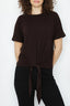 Bitter Chocolate Tie Front Oversized Tee - Select Fashion