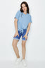 Slate Blue Tie Front Oversized Tee - Select Fashion
